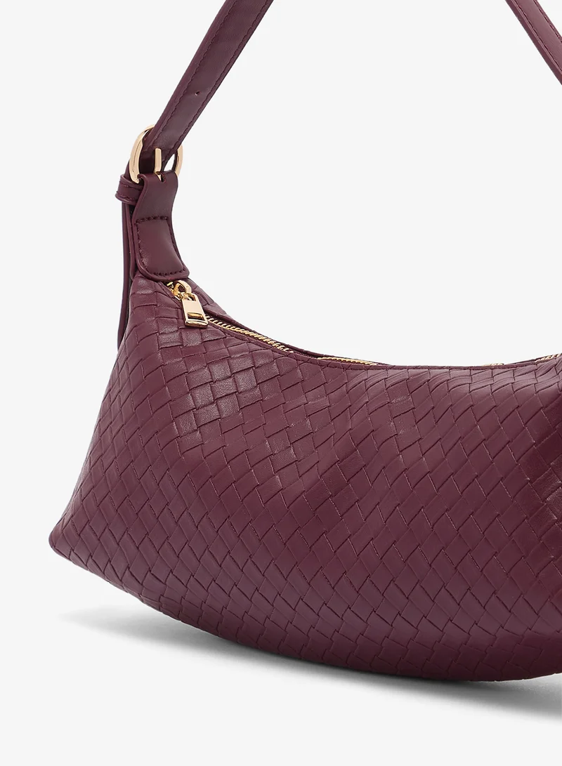 GLAMOROUS MULBERRY WINE Burgundy Woven Slouch Shoulder Bag for Women | Best Price UAE
